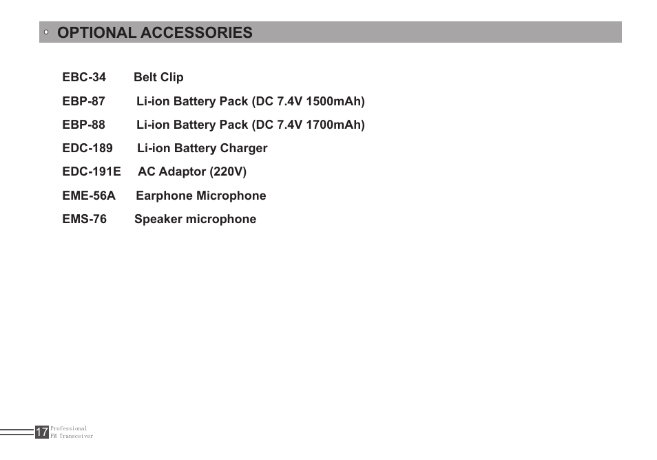 Optional accessories | Alinco DJ-A446 User Manual | Page 31 / 40