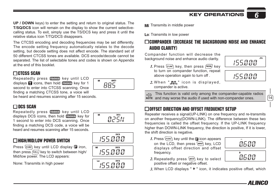 Ctcss scan, Offset direction and offset frequency setup | Alinco DR-138  User Manual | Page 22 / 41