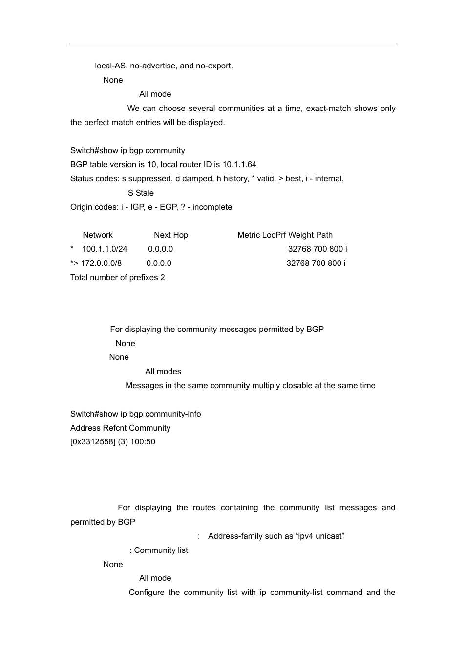 4 show ip bgp community-info, 5 show ip bgp community-list | Accton Technology ES4626 User Manual | Page 583 / 853