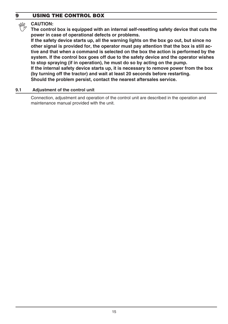 ARAG SERIE 4663 Electric Control Box 7 - 9 User Manual | Page 15 / 20