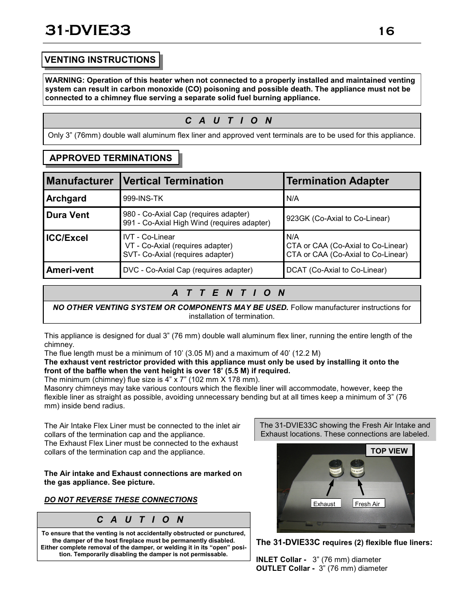 Dvie33 | Archgard 31-DVIE33N User Manual | Page 16 / 48