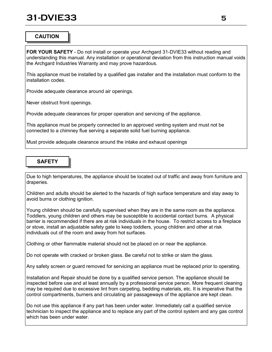 Dvie33 | Archgard 31-DVIE33N User Manual | Page 5 / 48