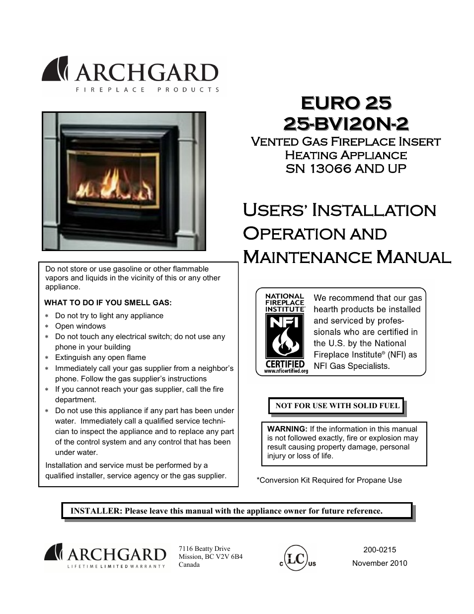 Archgard 25-BVI20N-2 User Manual | 43 pages