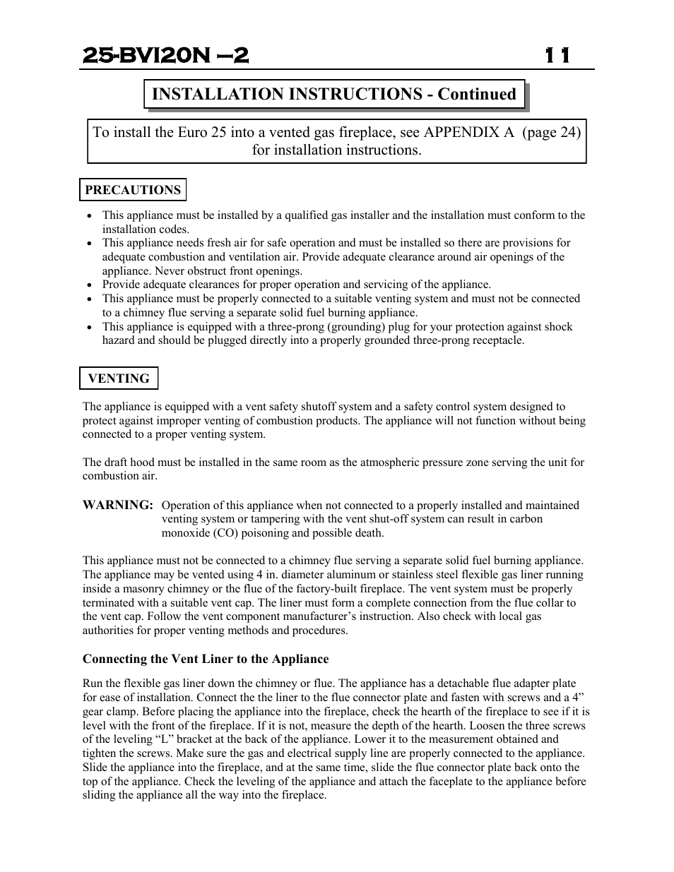 Installation instructions - continued | Archgard 25-BVI20N-2 User Manual | Page 11 / 43