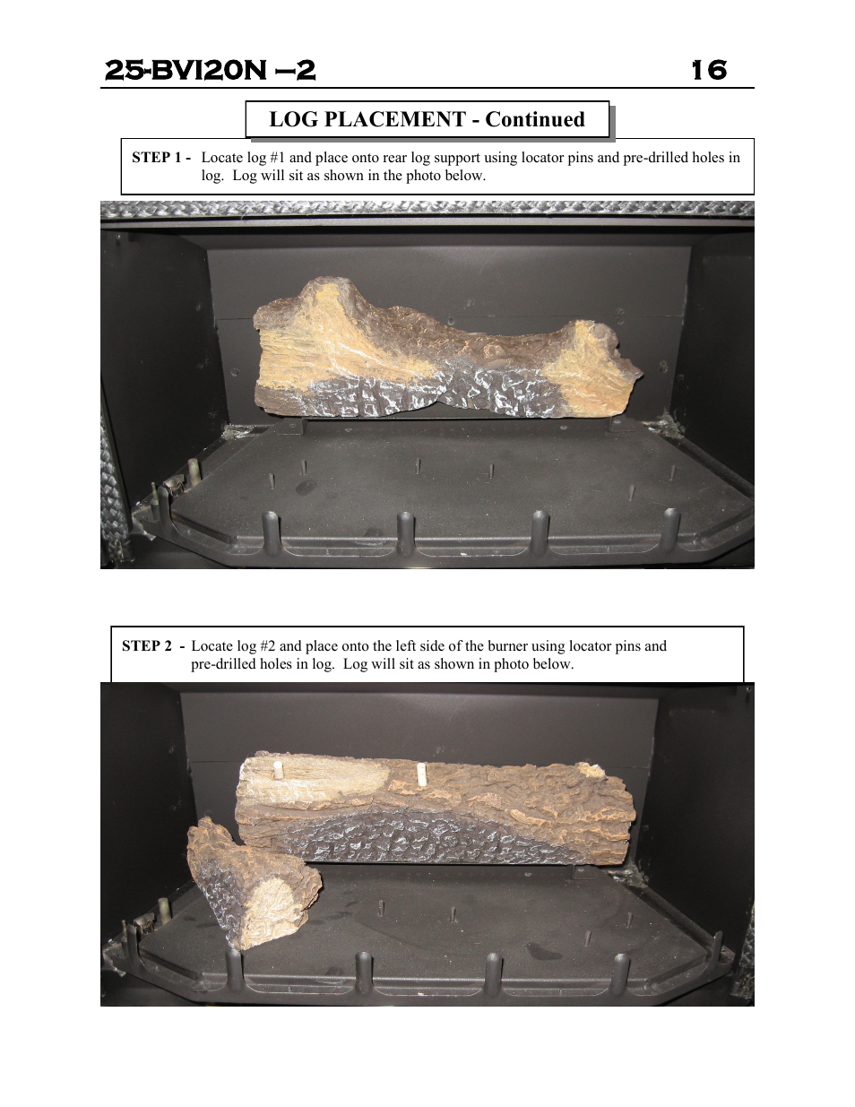 Log placement - continued | Archgard 25-BVI20N-2 User Manual | Page 16 / 43