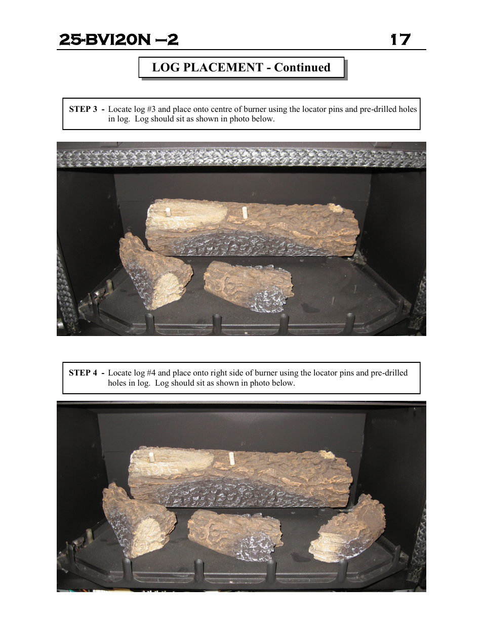 Log placement - continued | Archgard 25-BVI20N-2 User Manual | Page 17 / 43