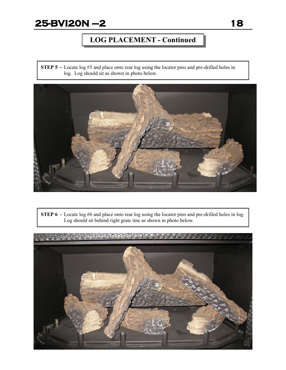 Log placement - continued | Archgard 25-BVI20N-2 User Manual | Page 18 / 43