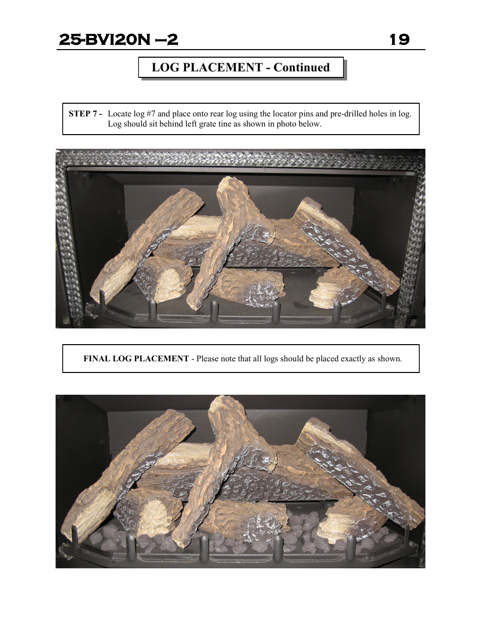 Log placement - continued | Archgard 25-BVI20N-2 User Manual | Page 19 / 43