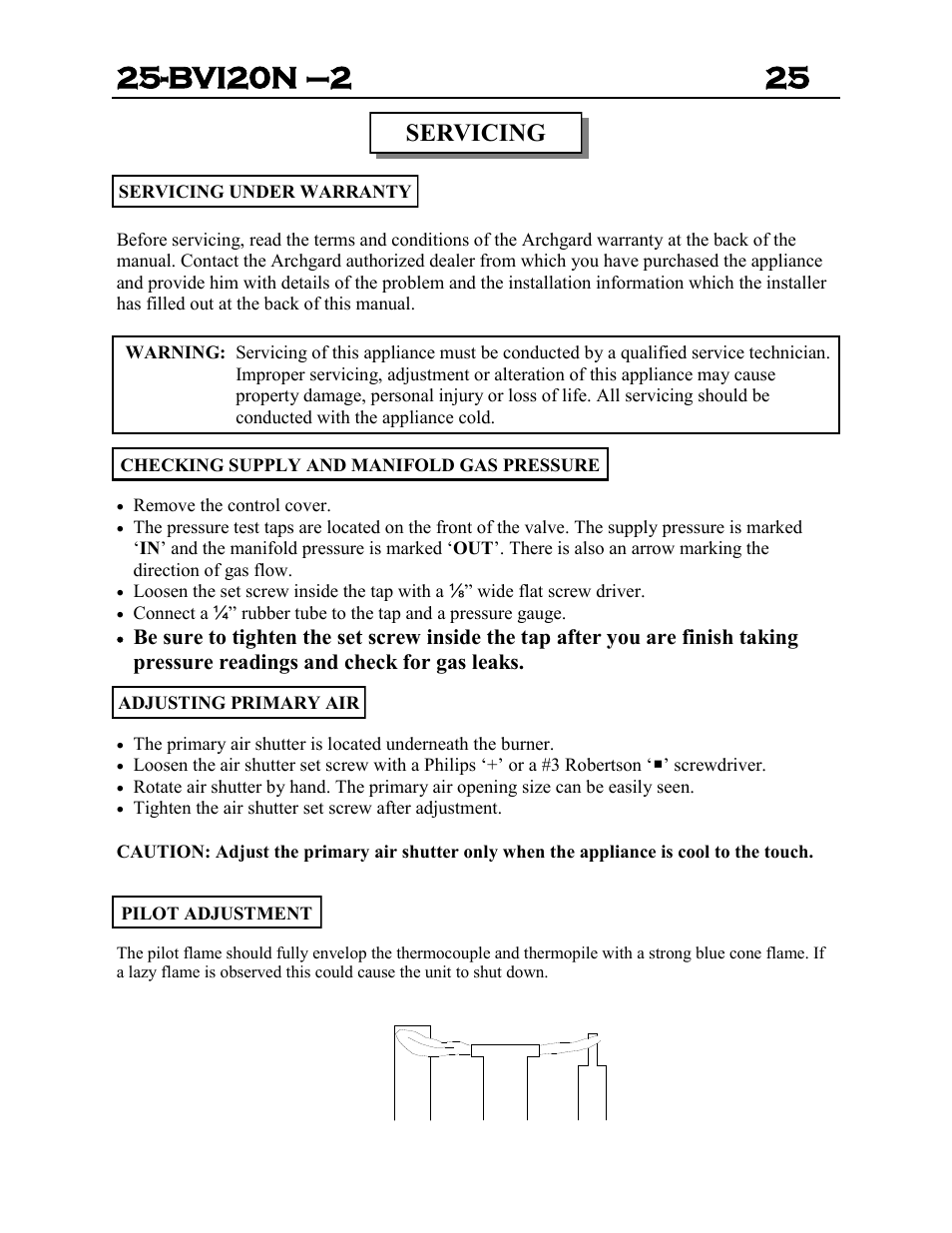 Servicing | Archgard 25-BVI20N-2 User Manual | Page 25 / 43