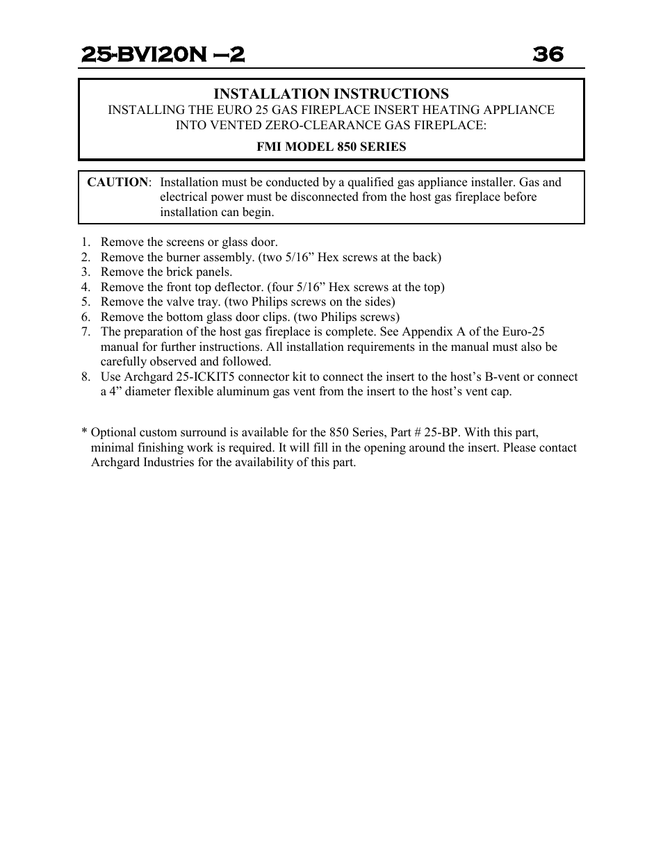Archgard 25-BVI20N-2 User Manual | Page 36 / 43