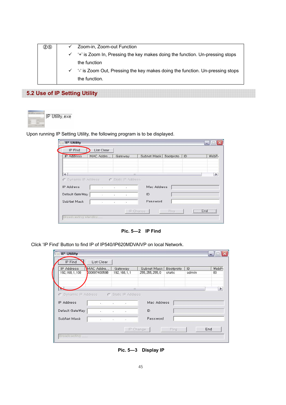 2 use of ip setting utility | ARM Electronics IP540_620MDVANVP User Manual | Page 45 / 67