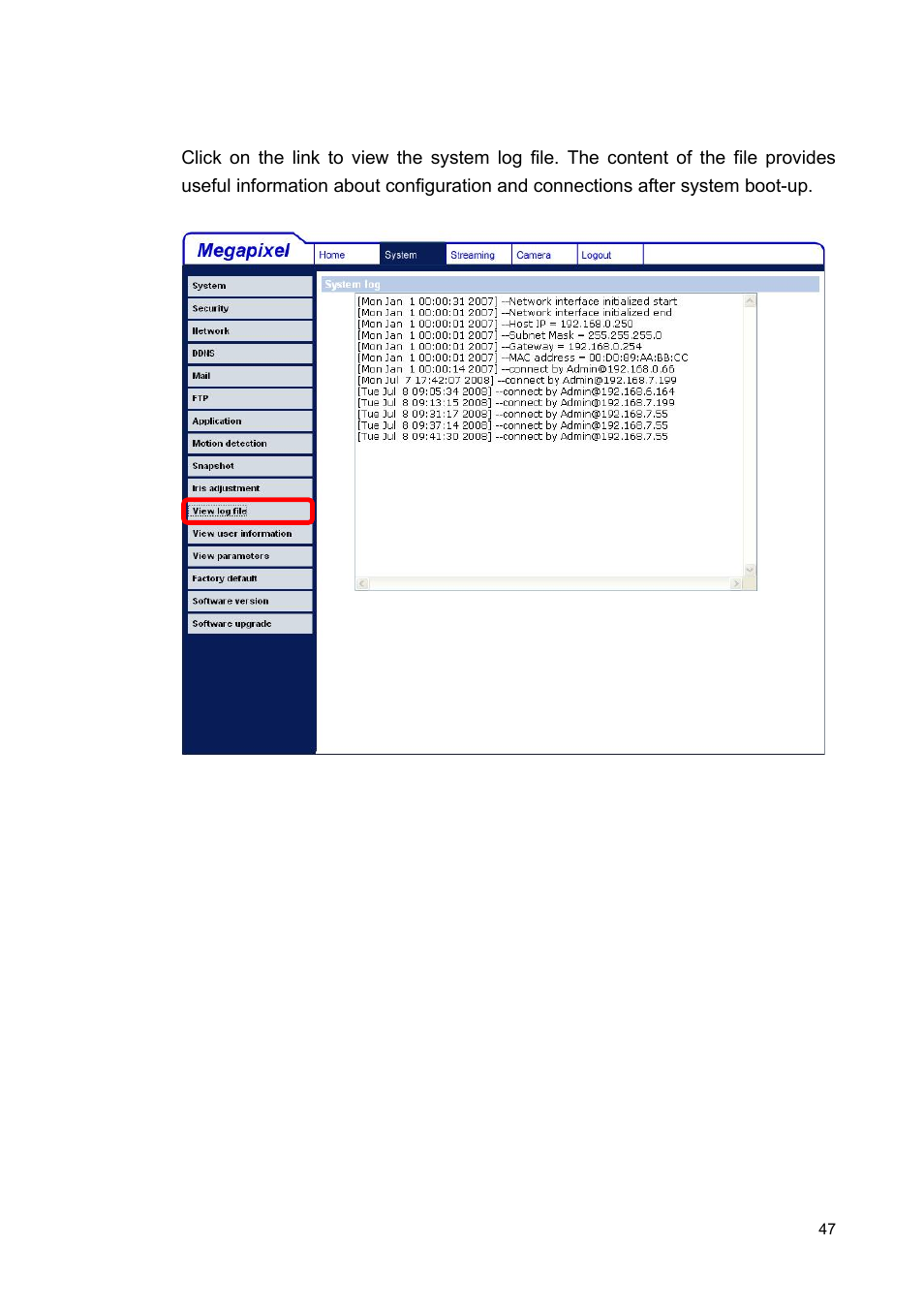 11 view log file | ARM Electronics MP13DVPDN User Manual | Page 48 / 77