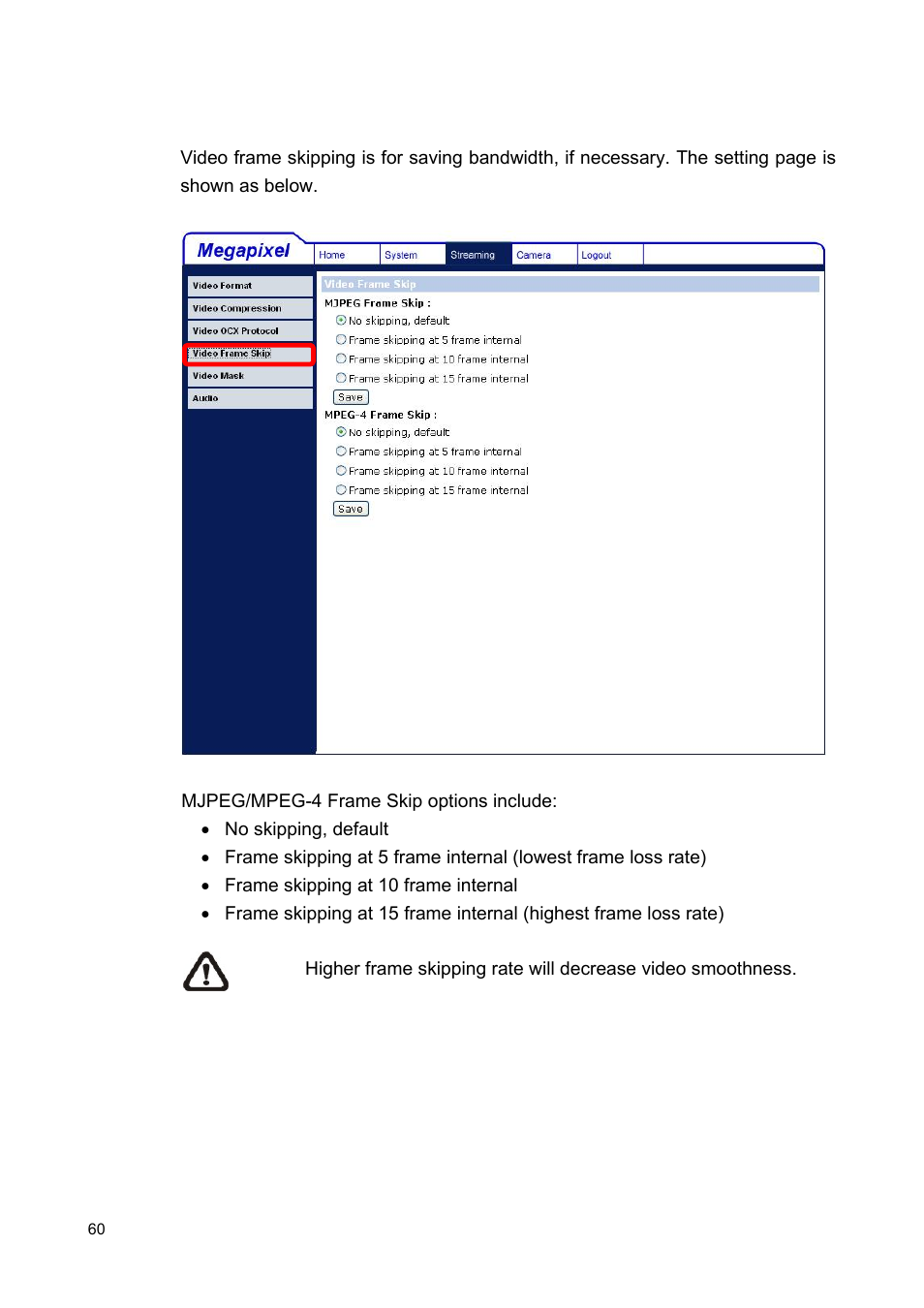 4 video frame skip | ARM Electronics MP13DVPDN User Manual | Page 61 / 77