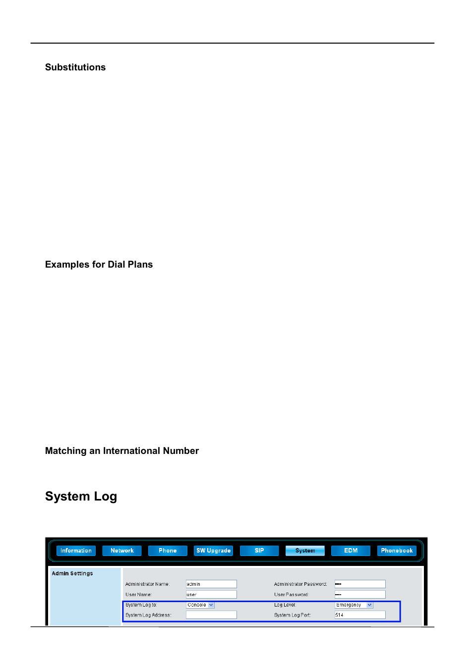 System log | ATL Telecom IP-3062 PoE Professional IP Telephone User Manual | Page 56 / 74
