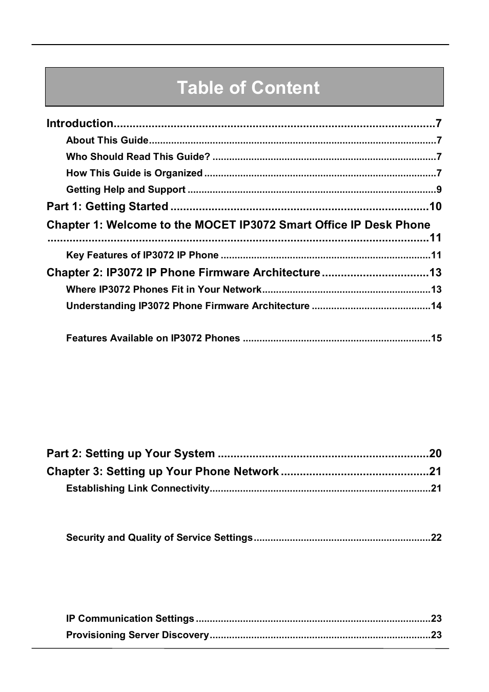 Table of content | ATL Telecom IP-3072 PoE Smart Office IP Telephone User Manual | Page 3 / 84