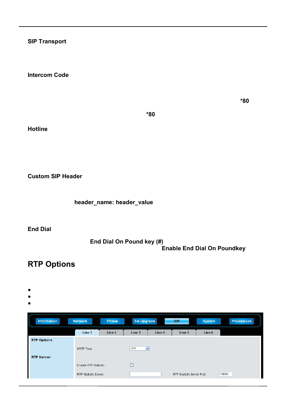 Rtp options | ATL Telecom IP-3072 PoE Smart Office IP Telephone User Manual | Page 61 / 84