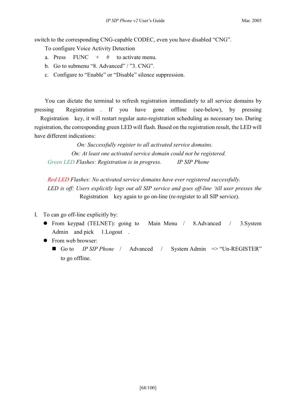 Registration on demand, Egistration on, Emand | ATL Telecom IP300S User Manual | Page 68 / 100