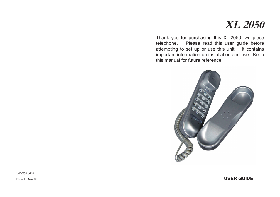 ATL Telecom XL-2050 User Manual | 6 pages