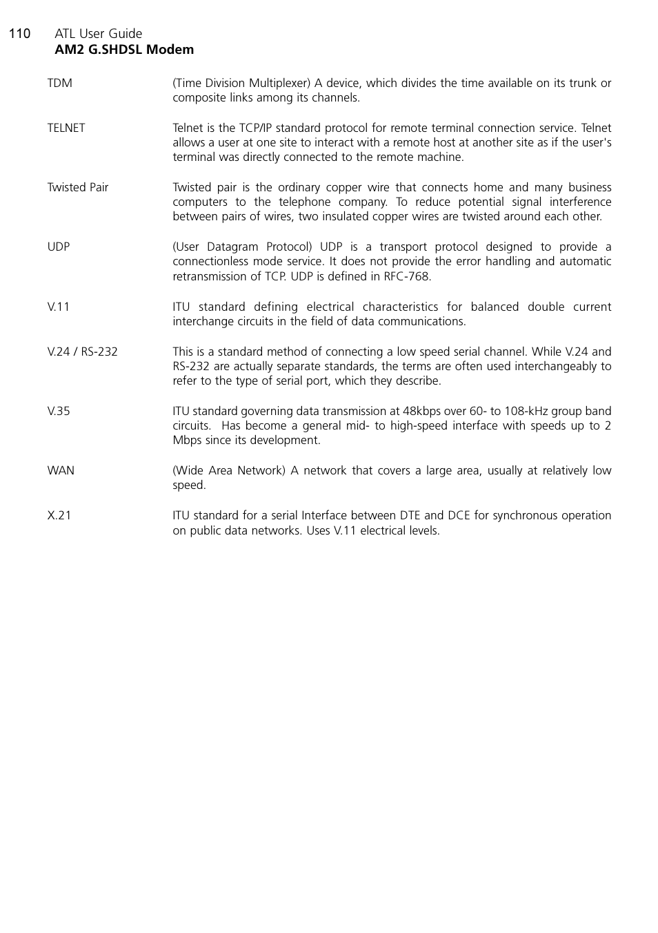 ATL Telecom AM2 User Manual | Page 110 / 110