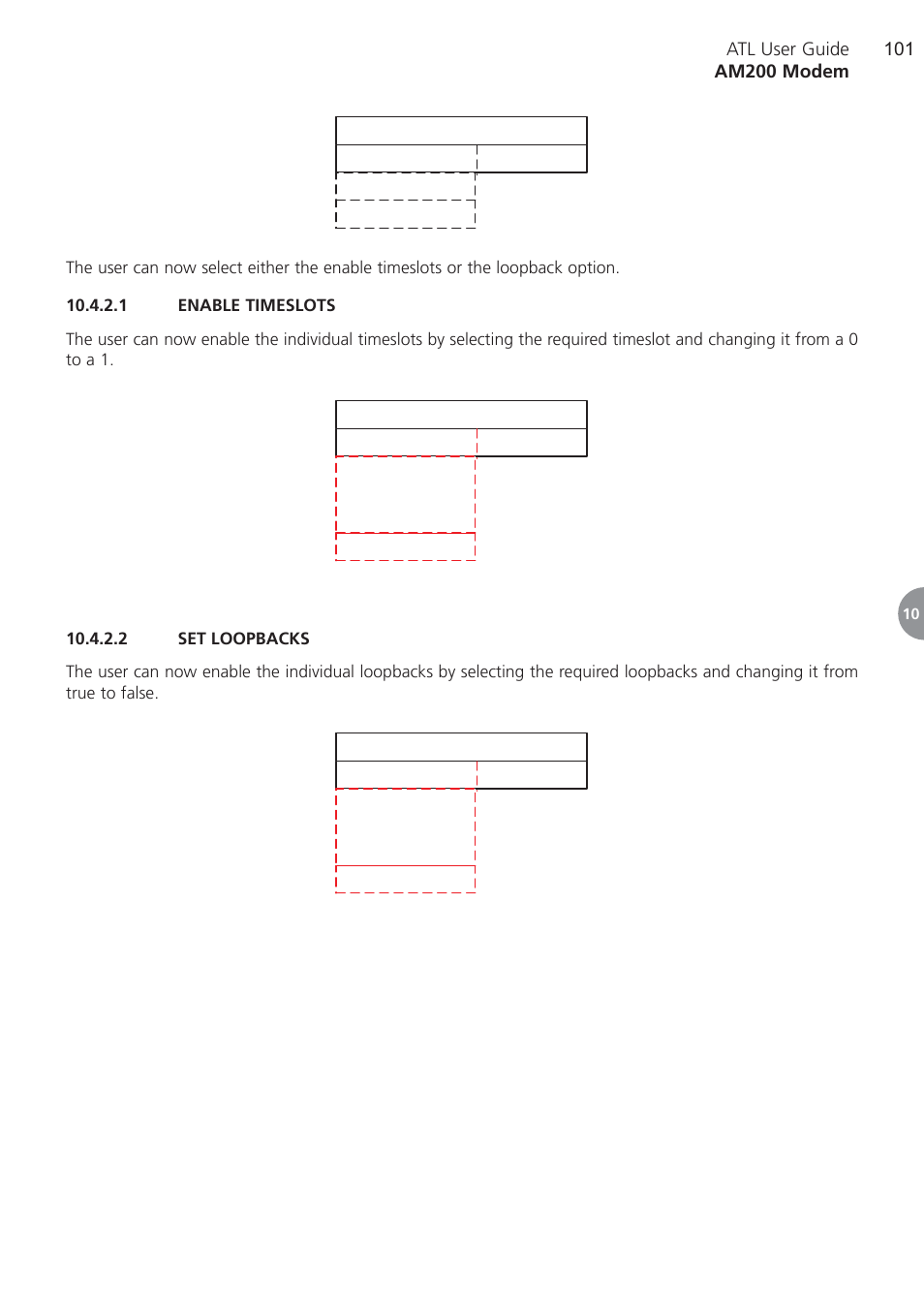 1 enable timeslots, 2 set loopbacks, Enable timeslots | Set loopbacks | ATL Telecom AM200 User Manual | Page 101 / 145