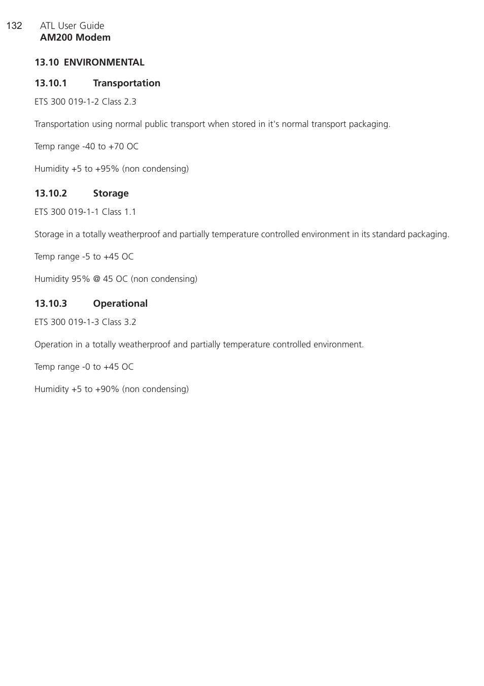 10 environmental, 1 transportation, 2 storage | 3 operational | ATL Telecom AM200 User Manual | Page 132 / 145