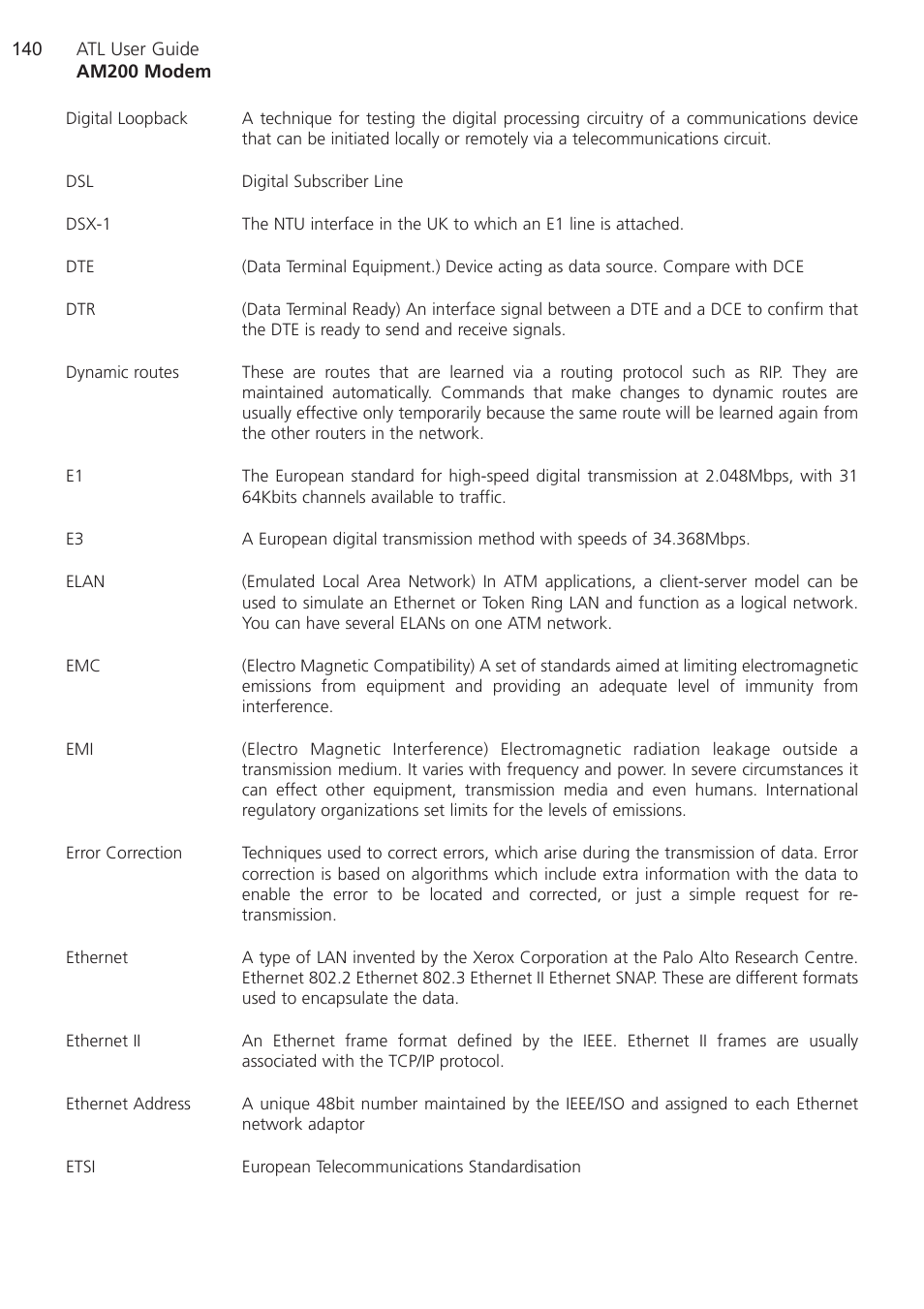 ATL Telecom AM200 User Manual | Page 140 / 145