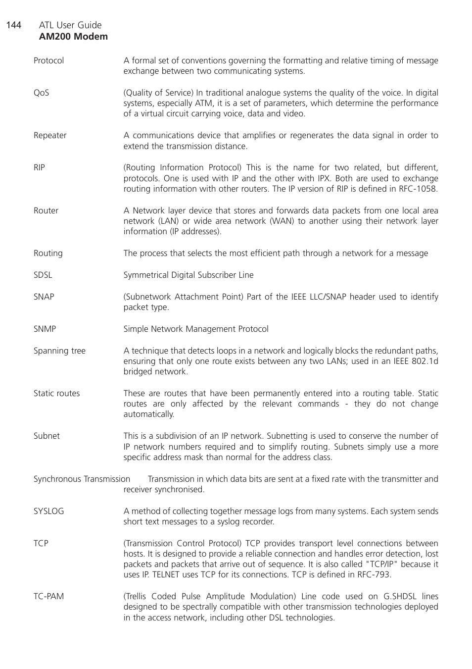 ATL Telecom AM200 User Manual | Page 144 / 145