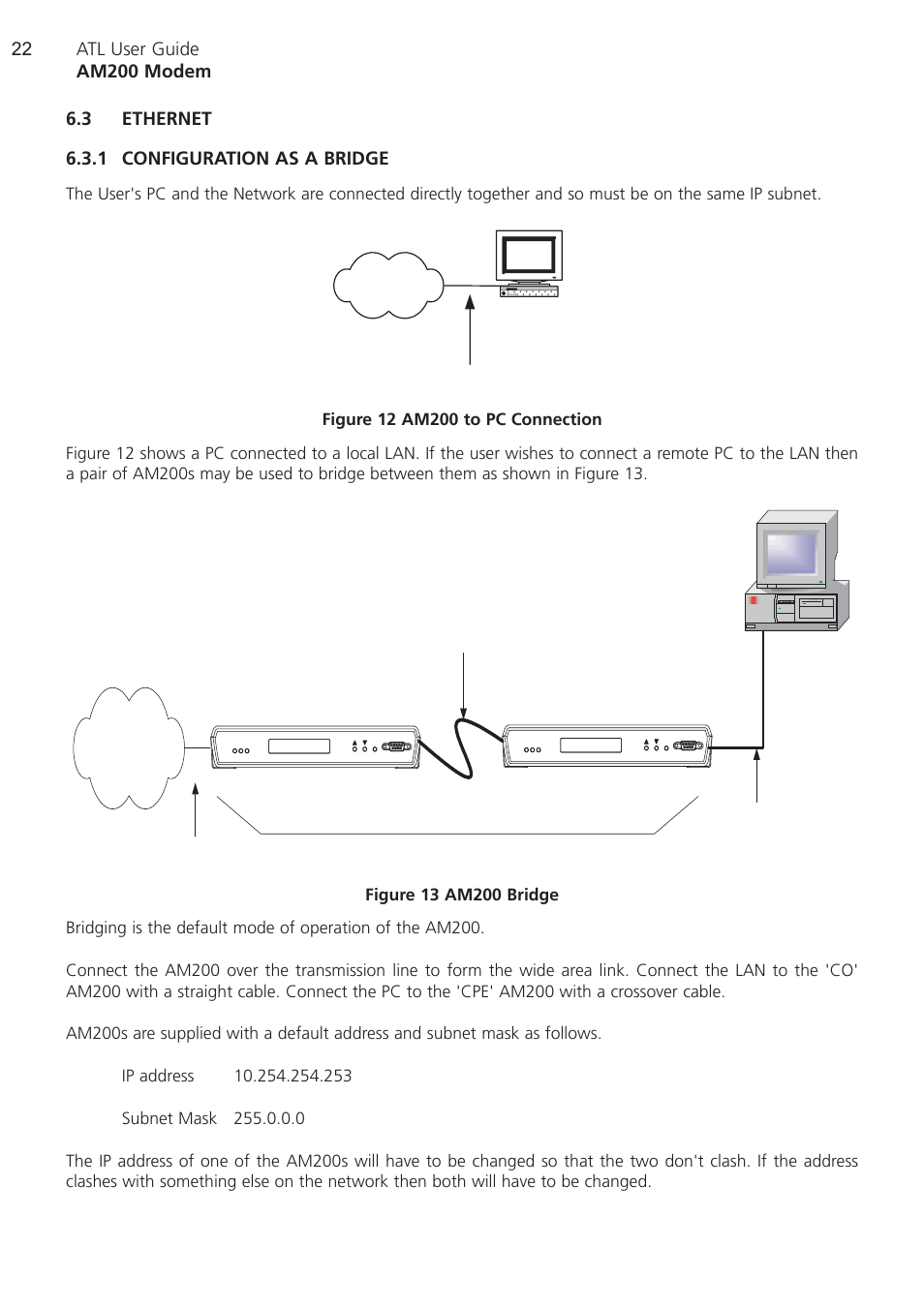 3 ethernet, 1 configuration as a bridge, Ethernet | Configuration as a bridge | ATL Telecom AM200 User Manual | Page 22 / 145