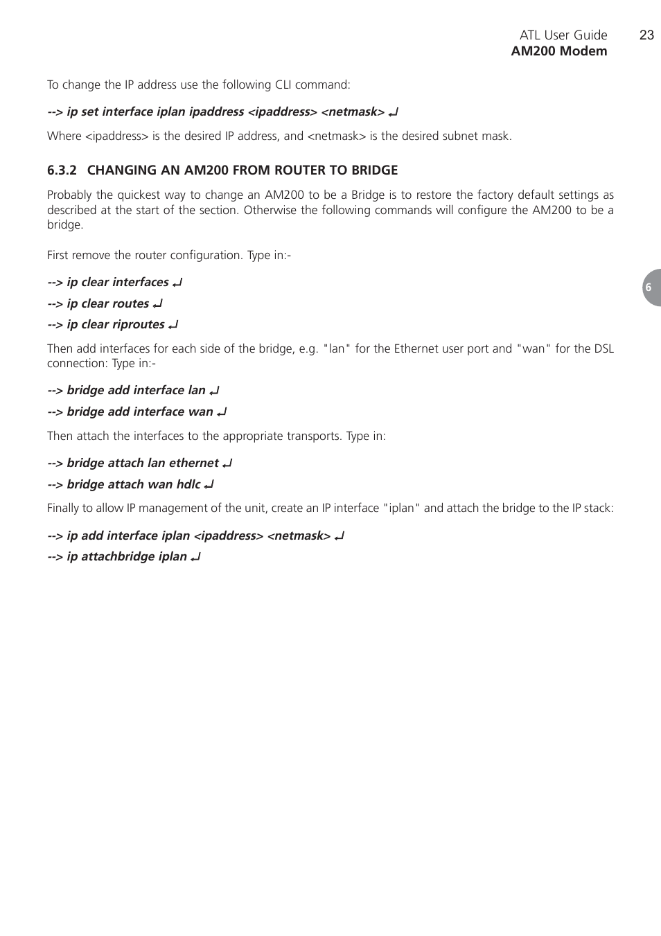 2 changing an am200 from, Changing an am200 from router to bridge | ATL Telecom AM200 User Manual | Page 23 / 145