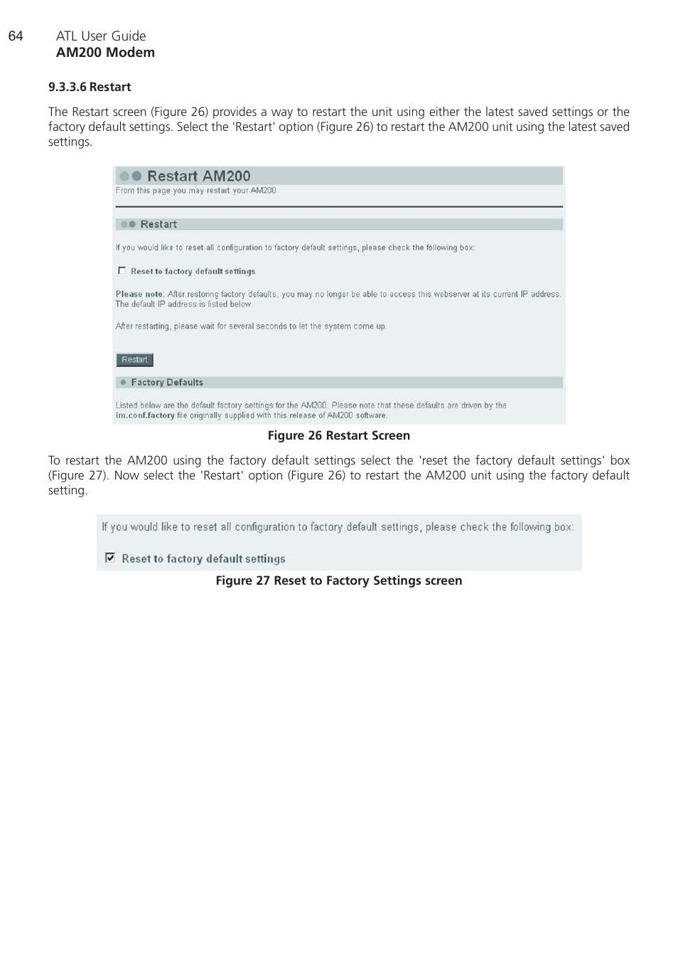 6 restart, Restart | ATL Telecom AM200 User Manual | Page 64 / 145
