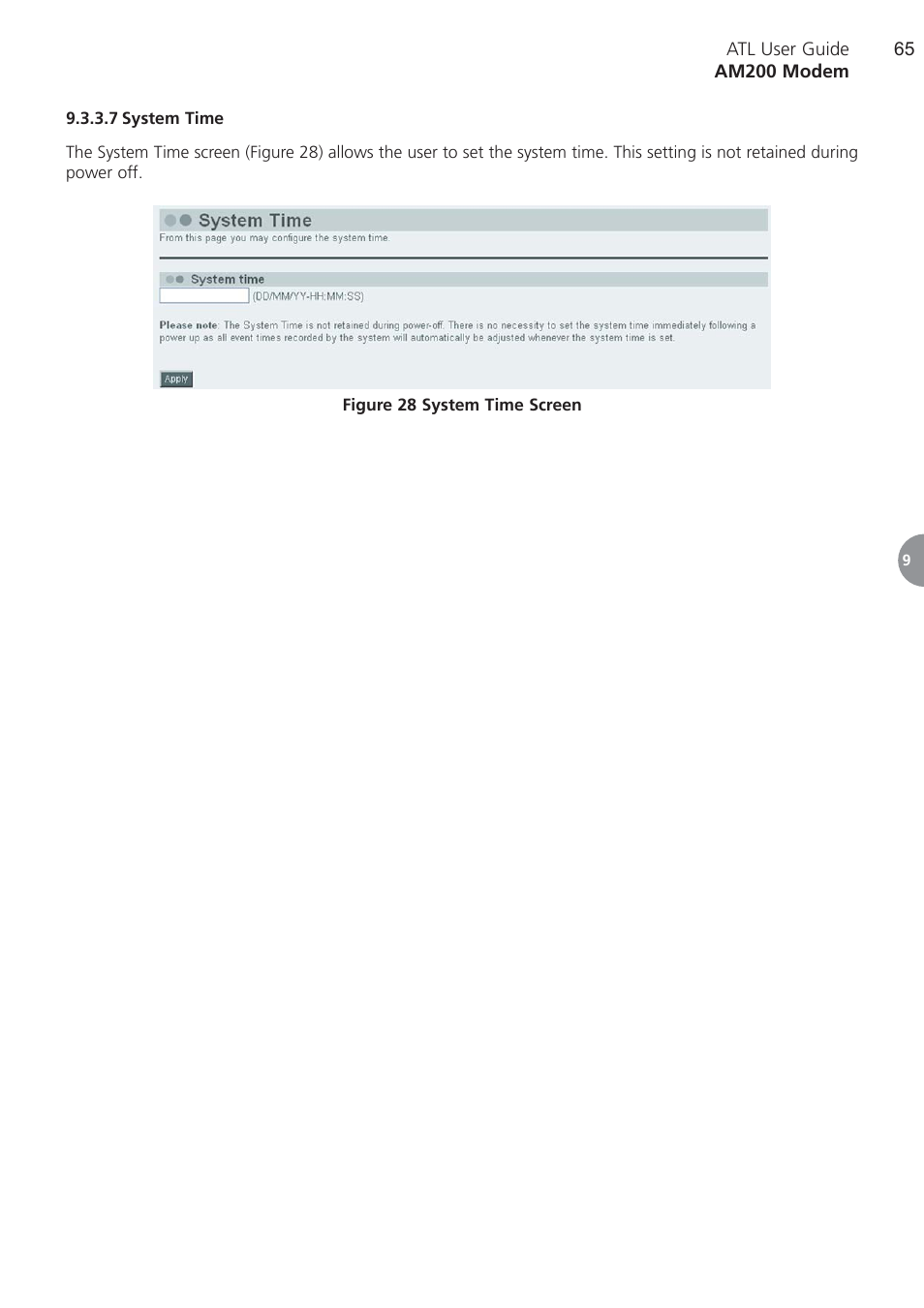 7 system time, System time | ATL Telecom AM200 User Manual | Page 65 / 145