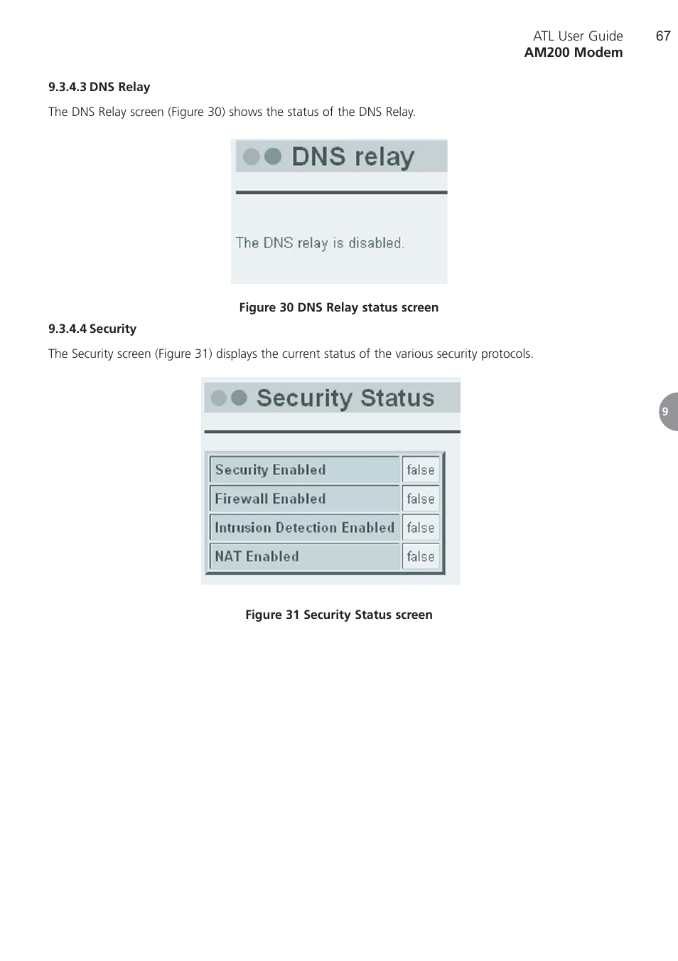 3 dns relay, 4 security, Dns relay | Security | ATL Telecom AM200 User Manual | Page 67 / 145