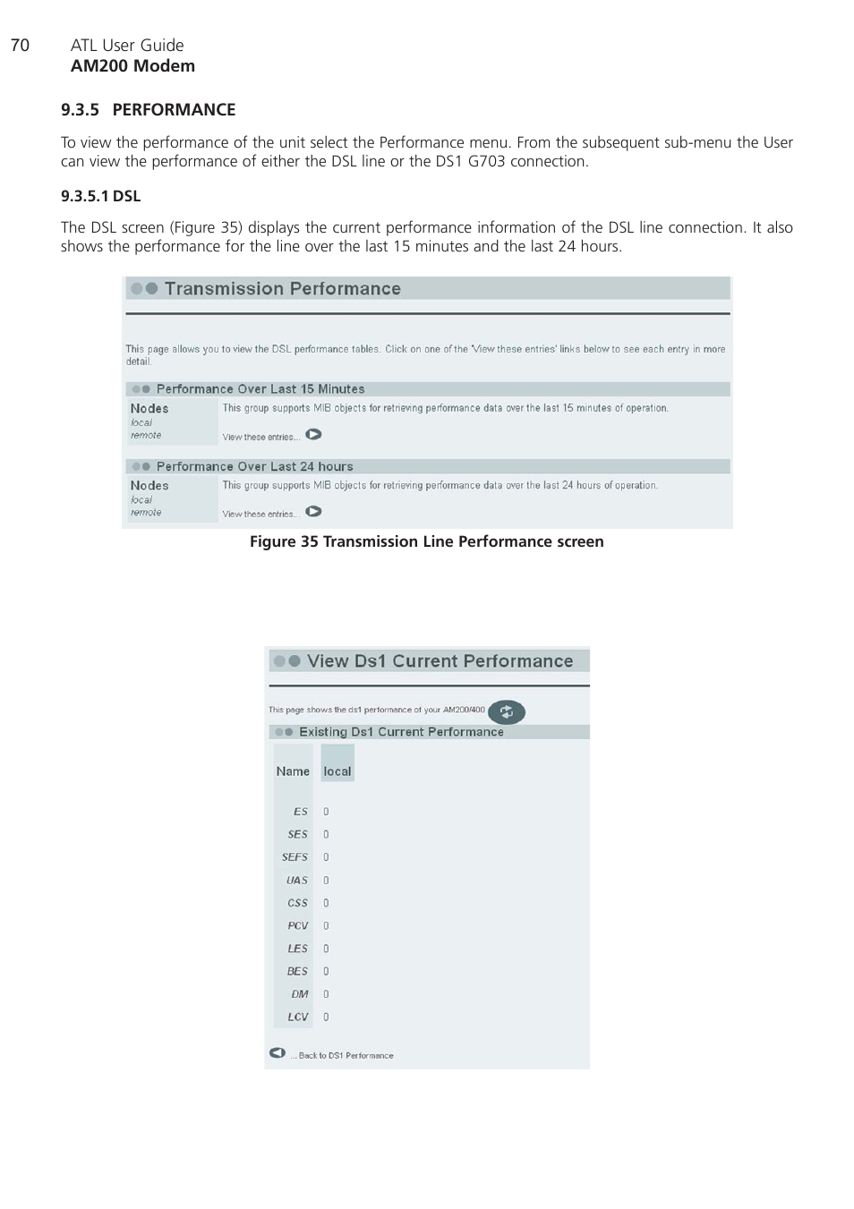 5 performance, 1 dsl, Performance | ATL Telecom AM200 User Manual | Page 70 / 145