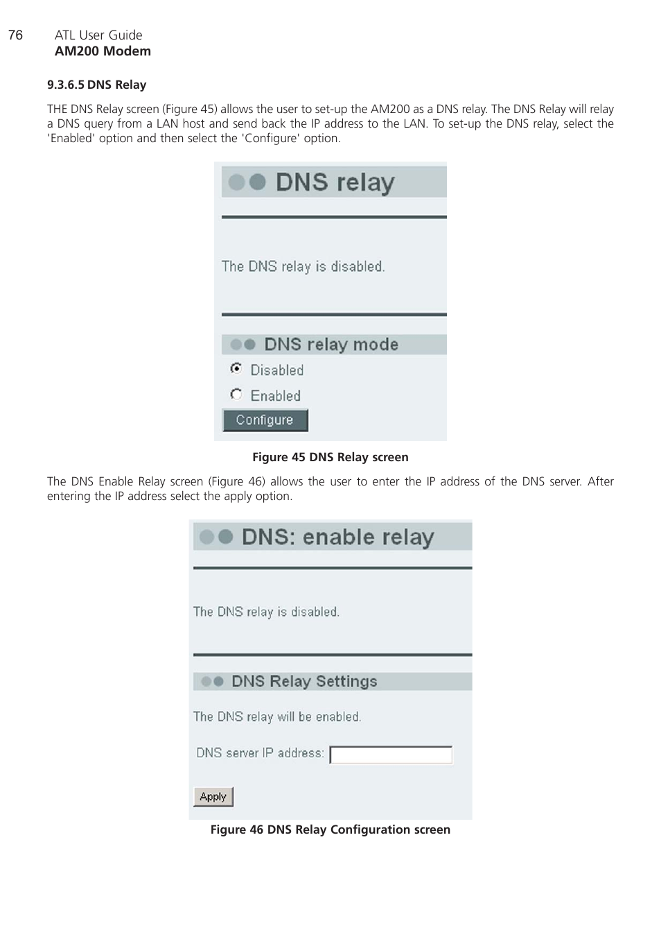 5 dns relay, Dns relay | ATL Telecom AM200 User Manual | Page 76 / 145