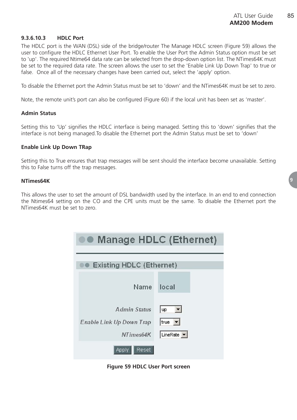 3 hdlc port, Hdlc port | ATL Telecom AM200 User Manual | Page 85 / 145