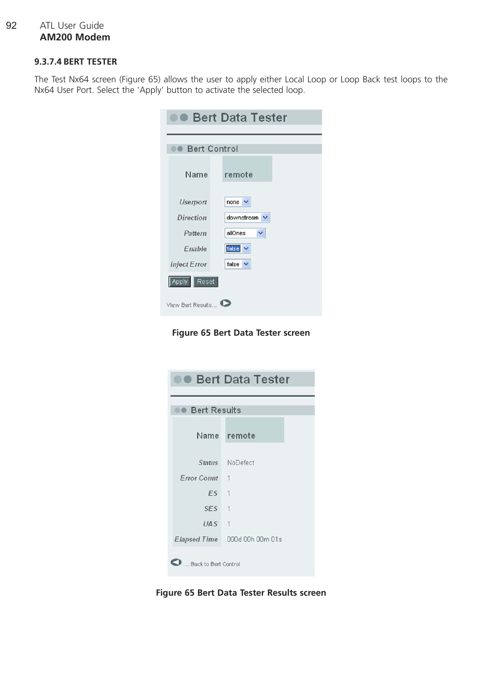 4 bert tester, Bert tester | ATL Telecom AM200 User Manual | Page 92 / 145