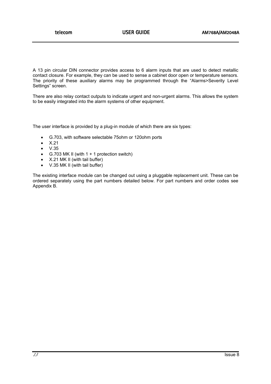 Ascom | ATL Telecom AM2048 User Manual | Page 13 / 51