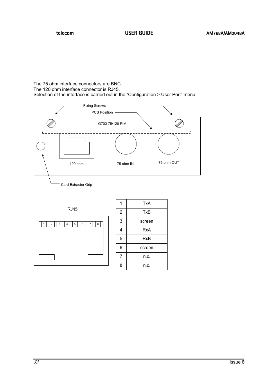 Ascom, Telecom, User guide | 7 interface modules | ATL Telecom AM2048 User Manual | Page 33 / 51