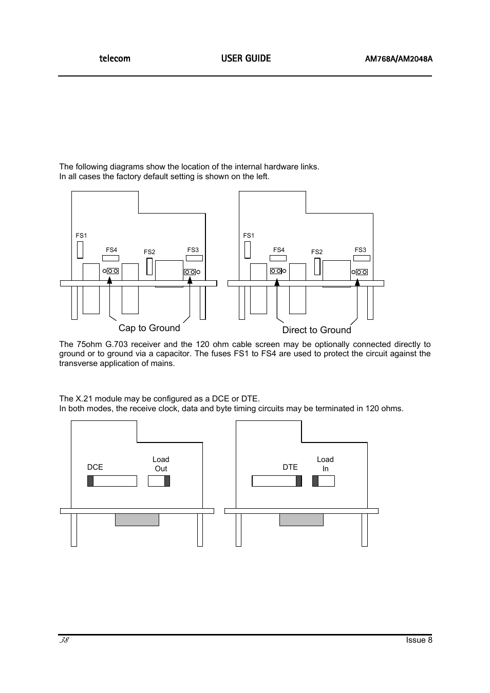 Ascom, Internal links and fuses | ATL Telecom AM2048 User Manual | Page 38 / 51
