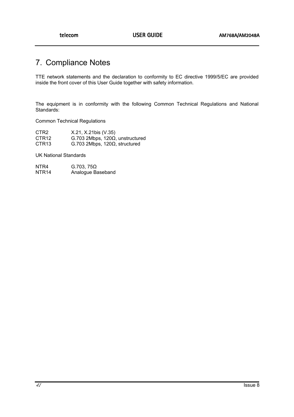 Ascom | ATL Telecom AM2048 User Manual | Page 41 / 51