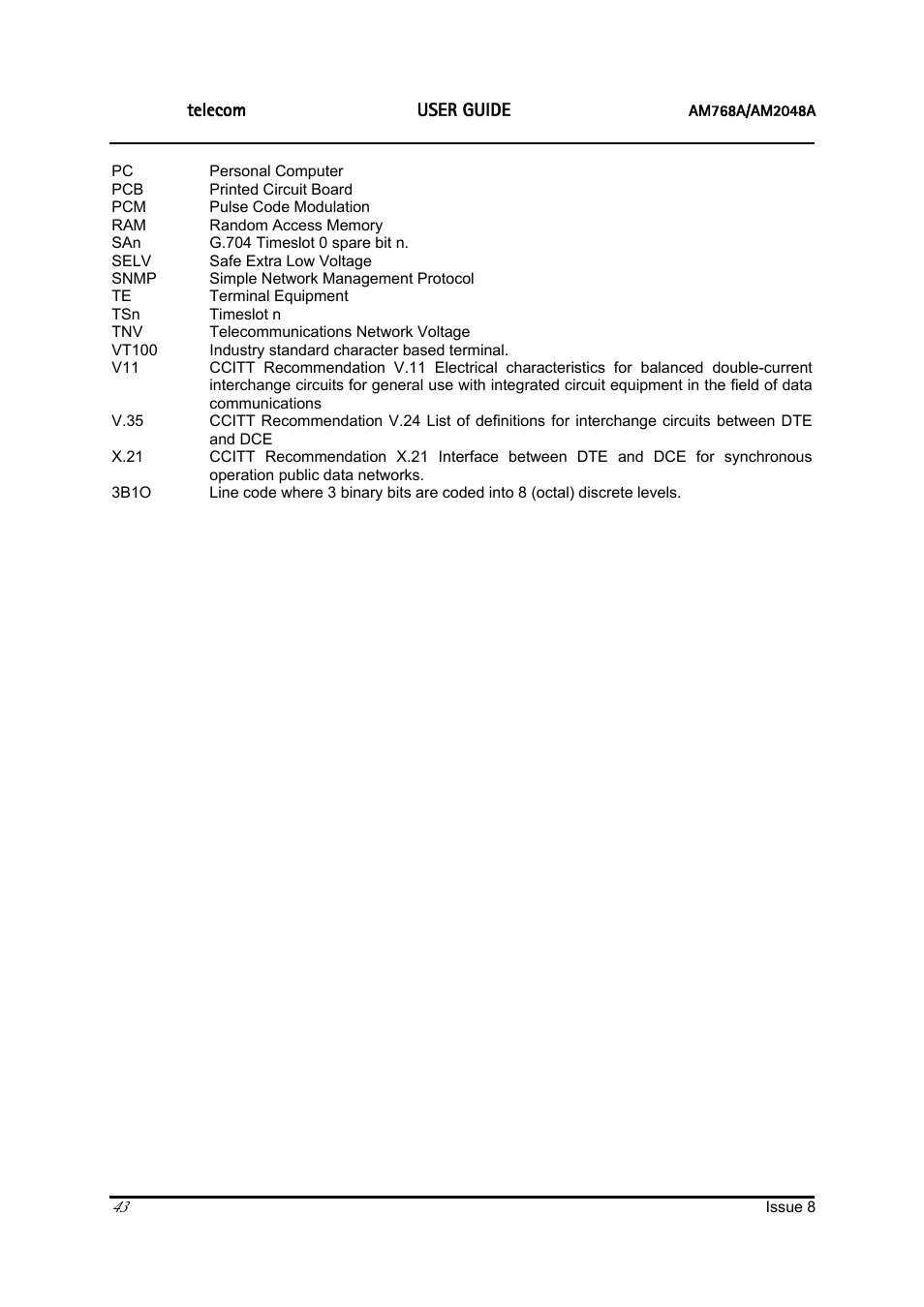 Ascom | ATL Telecom AM2048 User Manual | Page 43 / 51