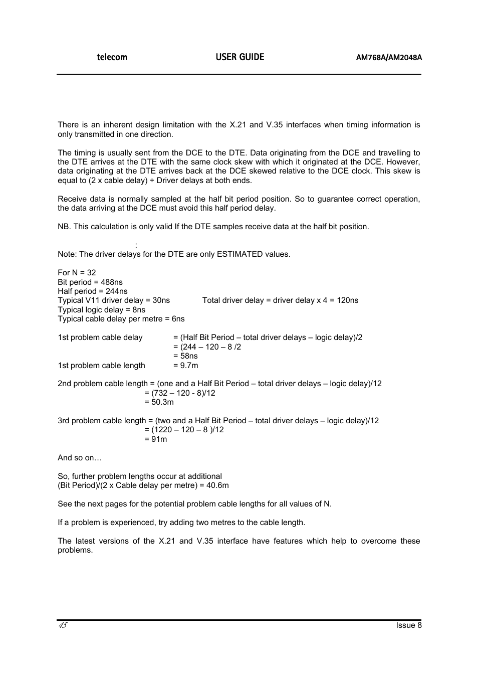 Ascom, Appendix a - x.21/v.35 cable lengths | ATL Telecom AM2048 User Manual | Page 45 / 51