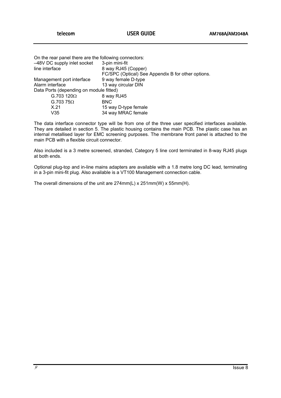 Ascom | ATL Telecom AM2048 User Manual | Page 9 / 51