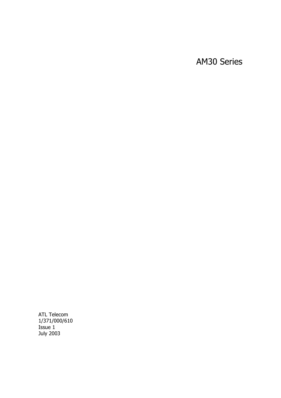 ATL Telecom AM30 User Manual | 177 pages