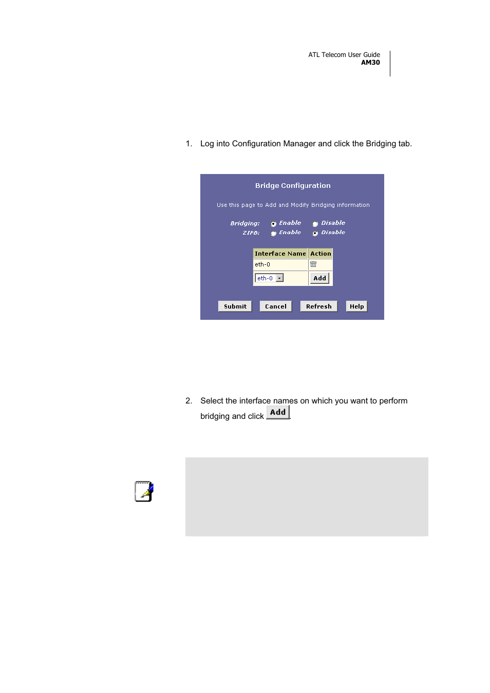 Defining bridge interfaces | ATL Telecom AM30 User Manual | Page 119 / 177