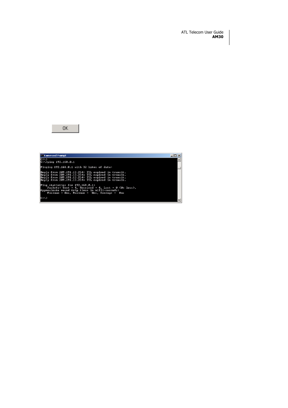 Diagnosing problem using ip utilities ping | ATL Telecom AM30 User Manual | Page 165 / 177