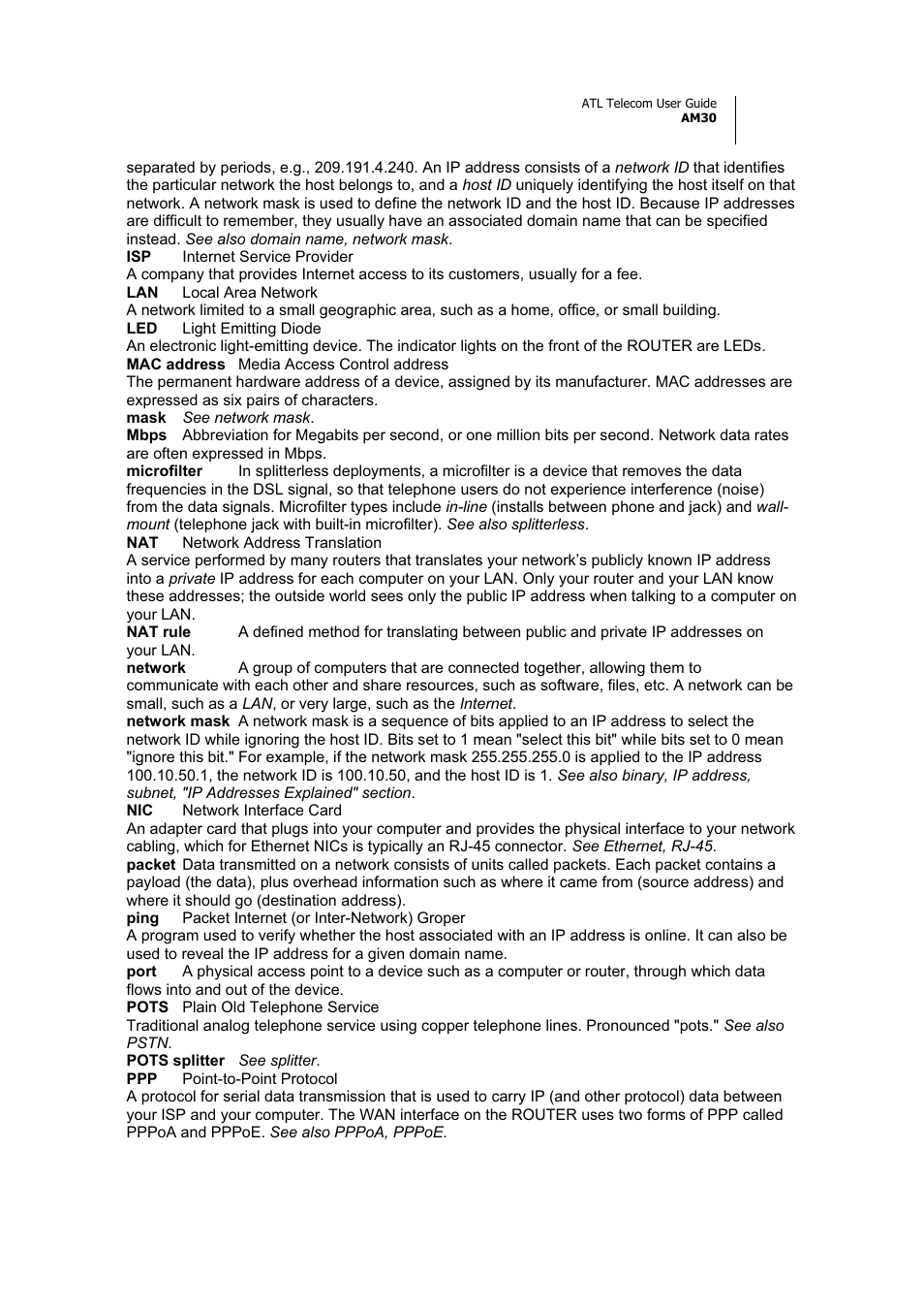 ATL Telecom AM30 User Manual | Page 169 / 177