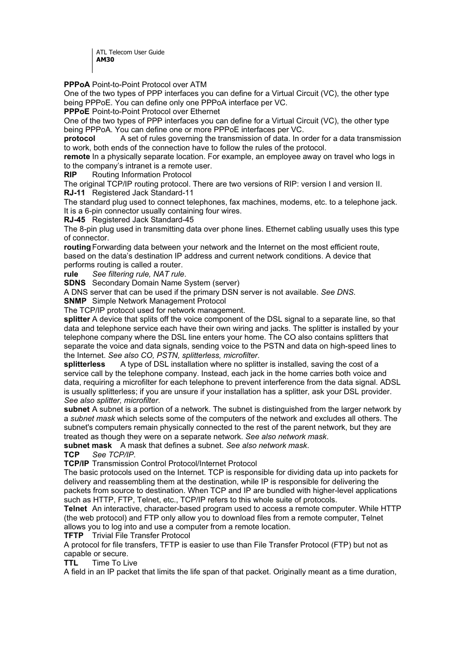 ATL Telecom AM30 User Manual | Page 170 / 177