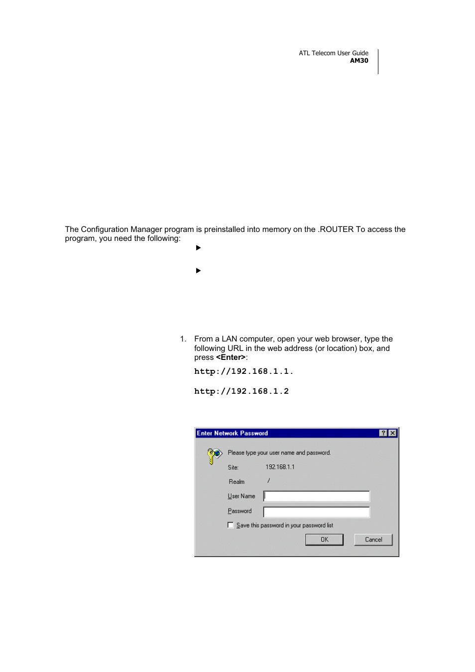 Getting started with the configuration manager | ATL Telecom AM30 User Manual | Page 33 / 177