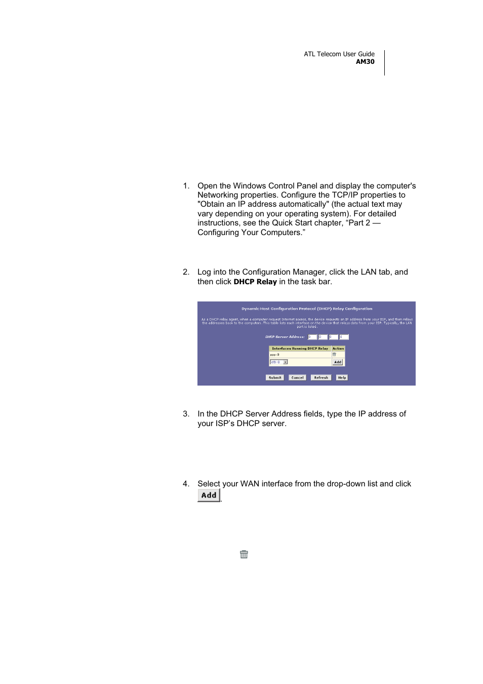 Configuring dhcp relay | ATL Telecom AM30 User Manual | Page 59 / 177